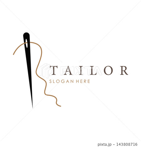 Tailor design concept  a needle and thread in an abstract style illustration symbol template. 143808716