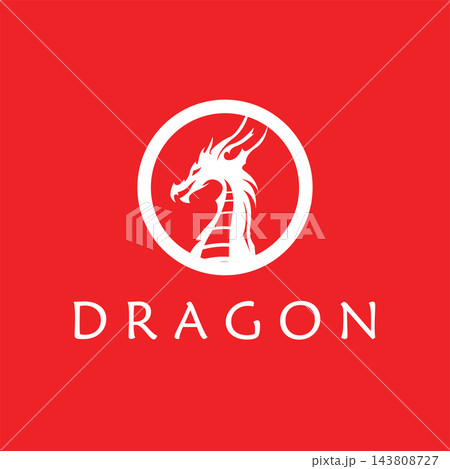 Illustration creative mythical dragon silhouettes flat design 143808727