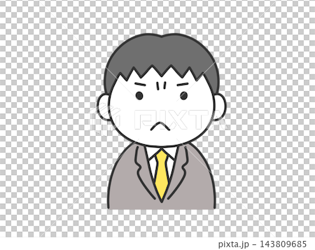 A man in a suit with a displeased expression (round face) 143809685