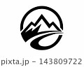 Modern Mountain Peak and Winding Path Circular Vector Logo Design 143809722