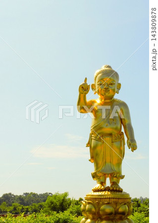 夏空とルンビニ聖園の誕生仏 143809878