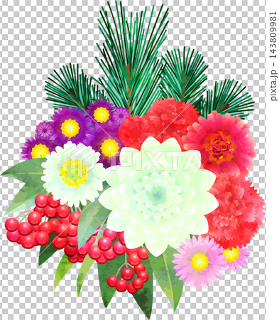 新年花束 - 水彩風格向量圖 新年花束 - 水彩風格向量圖 143809981