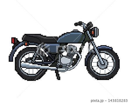バイクドット絵（黒〕 143810283