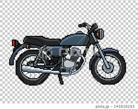 バイクドット絵（黒〕 143810283