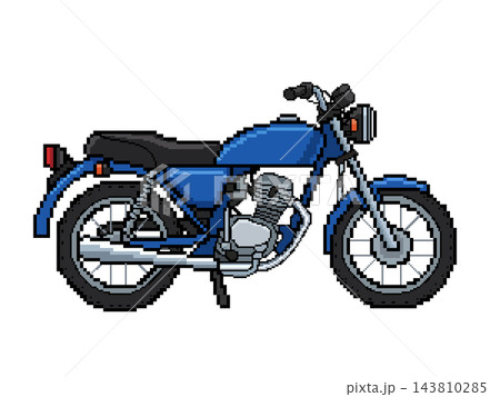 バイクドット絵（青〕 143810285