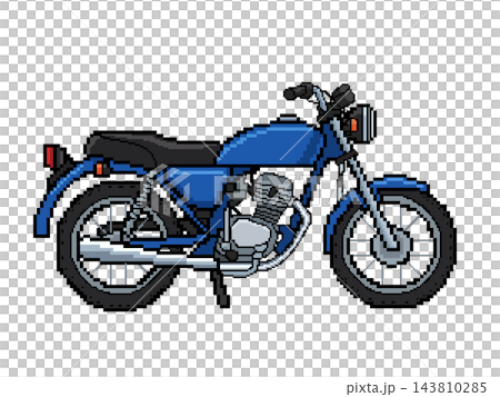 摩托車像素畫（藍色） 143810285