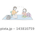 避難所でコミュニケーションをとる高齢女性のイラスト 143810759