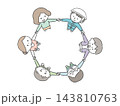 地域の人々が手をつないで輪になるイラスト 143810763