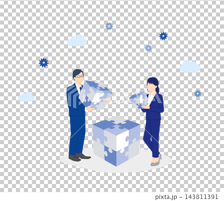協力して仕事をするビジネスパーソンのイメージ イラストベクター素材セット 協力して仕事をするビジネスパーソンのイメージ イラストベクター素材セット 143811391