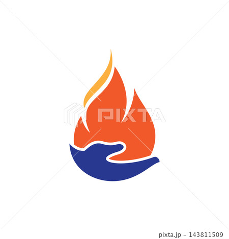Hand and flame logo 143811509