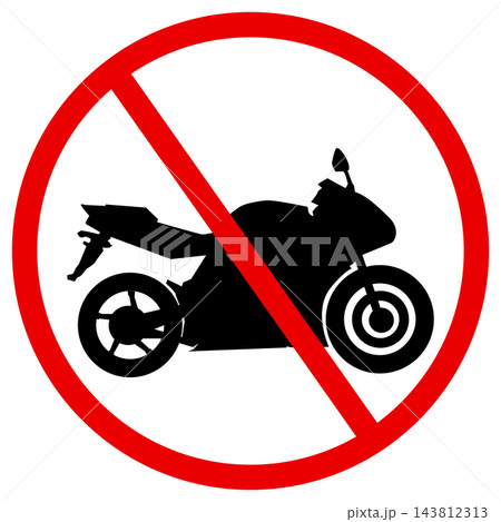 Ban motorcycle icon. Restricted motorbike parking forbidden sign. Prohibited moto bike red stop circle symbol. flat style. Ban motorcycle icon. Restricted motorbike parking forbidden sign. Prohibited moto bike red stop circle symbol. flat style. 143812313