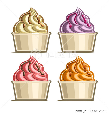 Vector Ice Cream Set in paper cup Vector Ice Cream Set in paper cup 143812342