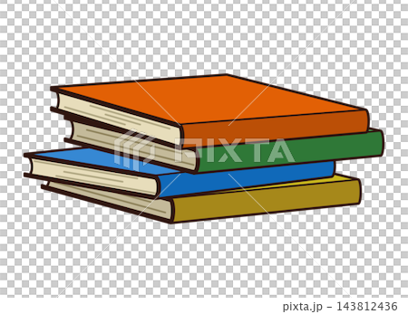 積み重なった本のイラスト（線つき） 143812436