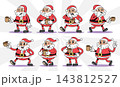 Sleepy santa claus holding coffee mug retro 1930s style rubber hose cartoon characters set for christmas coffee time, Vector illustration. 143812527