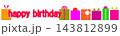 ハッピーバースデー　happy birthday　プレゼント　バナー　白背景 143812899