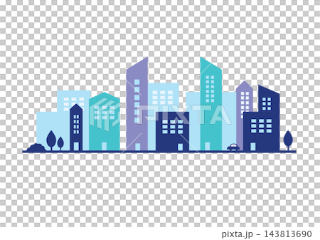 シンプルな街並みのイラスト 143813690