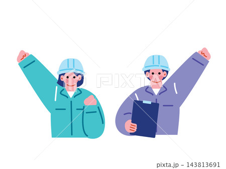 建設業界で働く人々のイラストセット 143813691