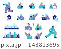建設業界で働く人々のイラストセット 143813695