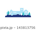 シンプルな街並みのイラスト 143813756