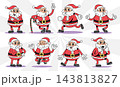 Santa Claus retro 1930s style rubber hose cartoon characters set for christmas design, Vector illustration. 143813827