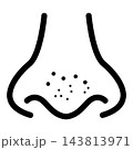 Nose with acne icon. Nose teen problems sign. Nose with black spots symbol. dermatology hygiene concept. flat style. 143813971