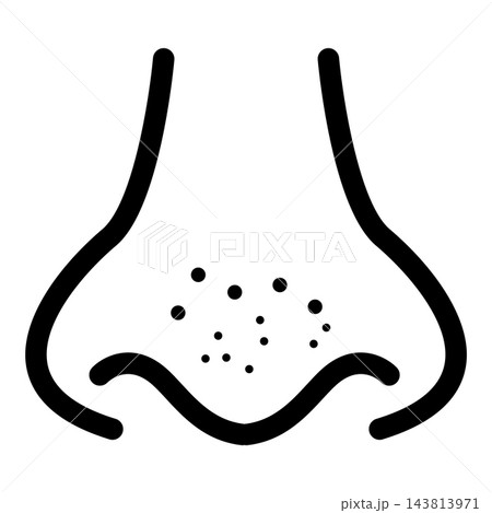 Nose with acne icon. Nose teen problems sign. Nose with black spots symbol. dermatology hygiene concept. flat style. 143813971