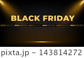 Luxury Black Friday sale background featuring golden typography, spotlights and 50 Percent off tape 143814272
