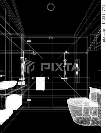 modern bathrooms interior design japanese muji style, 3d rendering modern bathrooms interior design japanese muji style, 3d rendering 143814773