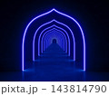 Blue modern lighting tunnel space, 3d rendering sci-fi concept 143814790