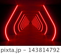 red modern lighting tunnel space, 3d rendering sci-fi concept 143814792
