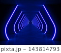 Blue modern lighting tunnel space, 3d rendering sci-fi concept 143814793