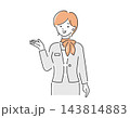 スーツ姿の女性が案内や接客を行うシンプルな線画の人物ベクターイラスト (コンシェルジュ・上半身) 143814883