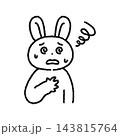 めまいがして体調が悪いウサギ　線画 143815764