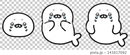 A set of illustrations of a seal crying with teary eyes. A set of illustrations of a seal crying with teary eyes. 143817092