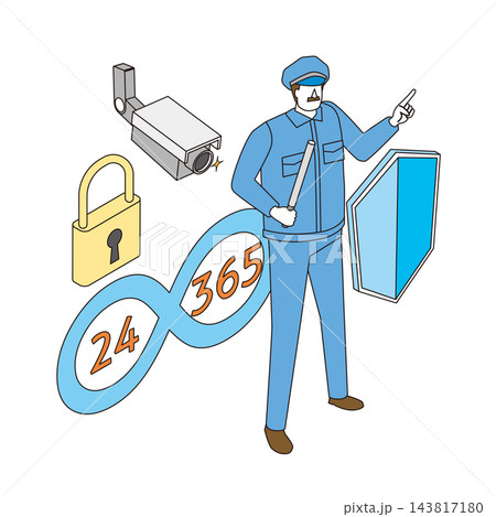 24時間警備のイメージイラスト 24時間警備のイメージイラスト 143817180