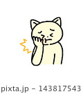 歯が痛くてほっぺたを手で押さえる猫 143817543