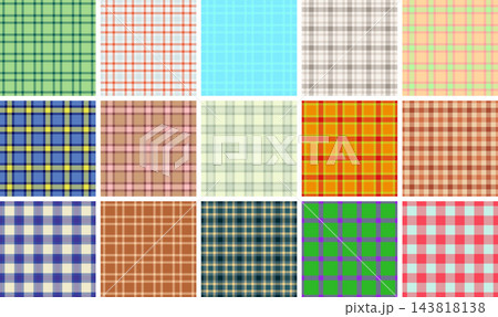 Vintage plaid tartan pattern collection in professional vector format. Seamless backgrounds for textile surfaces, apparel, stationery, and digital use. Vintage plaid tartan pattern collection in professional vector format. Seamless backgrounds for textile surfaces, apparel, stationery, and digital use. 143818138
