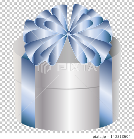 Blue ribbon and silver gift box 143818604
