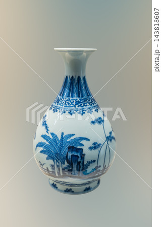 Qianlong Period Blue and White Yuhuchun Vase with Bamboo, Plantain and Rock Pattern, Qing Dynasty, Formerly Qing Palace Collection, China Zhenjiang Museum 143818607