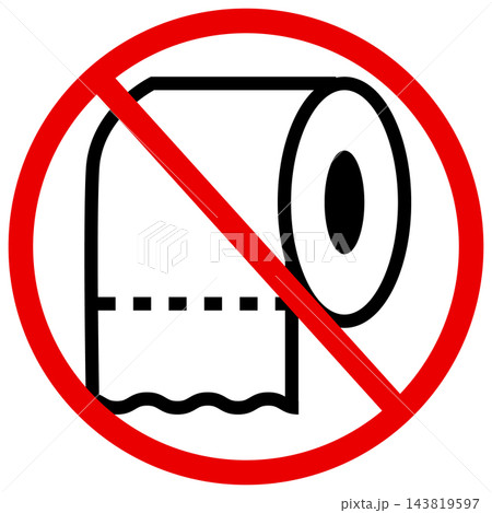 forbidden toilet paper roll icon. don't use toilet paper sign. forbidden sign with tissue paper symbol. flat style. 143819597
