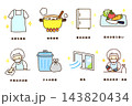 食品衛生管理・調理現場の衛生対策イラストセット 143820434