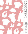 Seamless vector pattern with white silhouette of childish clothing on pink background. Fashion texture with hand drawn clothing 143820972