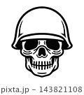 Military Skull in Soldier Combat Helmet Tattoo Vector Art 143821108