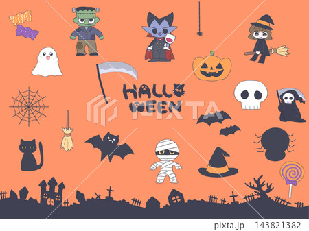 ハロウィンモチーフの手描きイラストまとめ かわいいキャラクターと飾り素材 ハロウィンモチーフの手描きイラストまとめ かわいいキャラクターと飾り素材 143821382