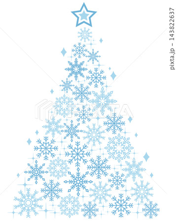 雪の結晶で構成されたクリスマスツリー ブルー 雪の結晶で構成されたクリスマスツリー ブルー 143822637