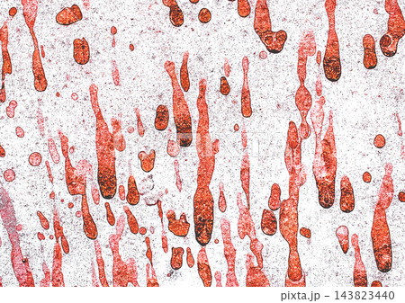 Red paint splashes drops ink watercolor design art old dirty white wall texture background splatter 143823440