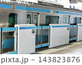 鉄道イメージ、京浜東北線のホームドアの前で列車を待つビジネスマン 143823876