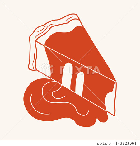 Slice of cheesecake with berry sauce isolated illustration for cafe or bakery, pastry branding, dessert menu, food packaging 143823961