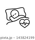 眠っている人と心拍波形　アイコン 143824199