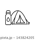テントと再利用水　モノクロアイコン 143824205